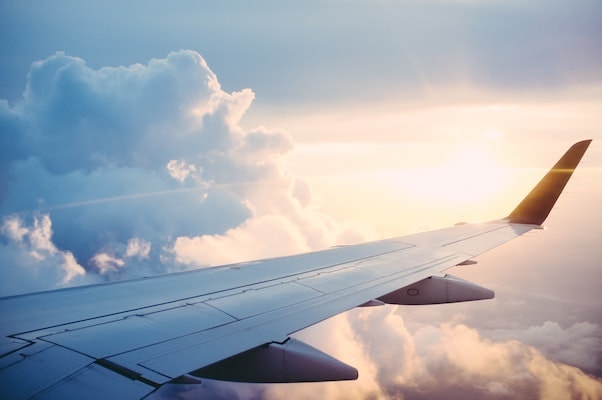 Airplane in clouds